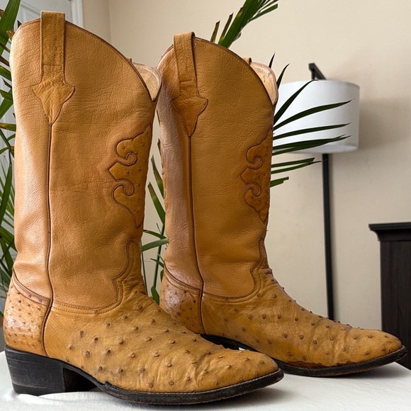Vintage Yellow Leather Cowboy Boots - Picture 1 of 12
